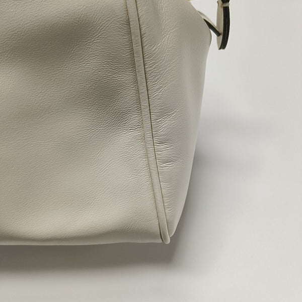 Leather Top Handle Bag White