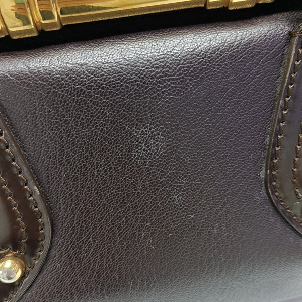 Leather Top Handle Bag Red