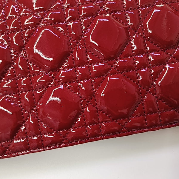 Lady Dior Medium Cannage Patent Leather Red