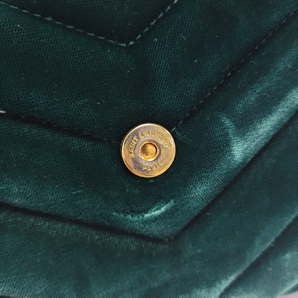 LOULOU Extra Small Chevron Velvet Green