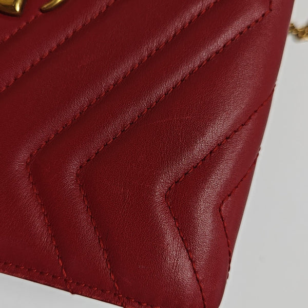 GG Marmont Super Mini Quilted Calfskin Red