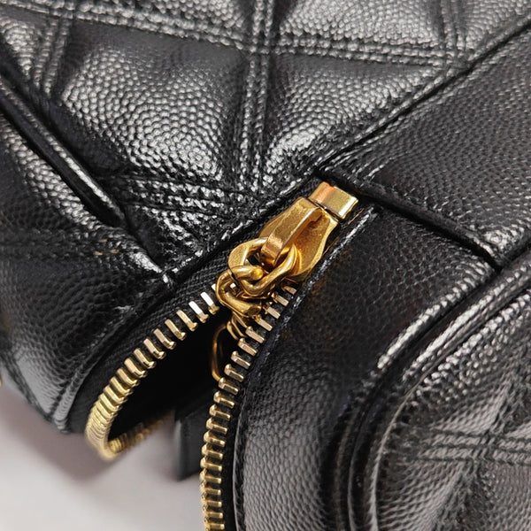 80'S VANITY Quilted Calfskin Black