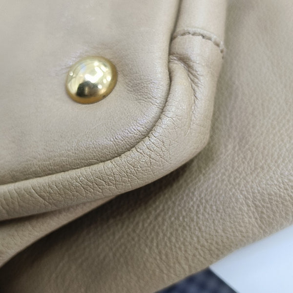 Leather Shoulder Bag Beige