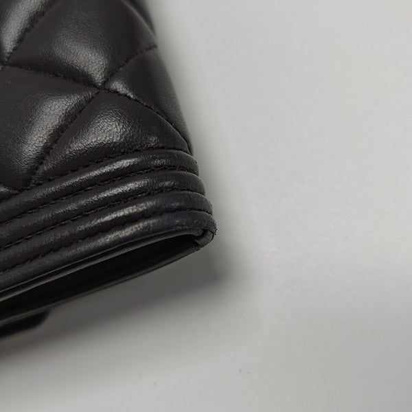 BOY CHANEL Mini Quilted Lambskin Gray Wallet