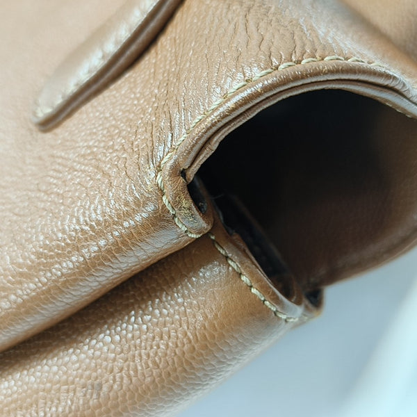 Grained Calfskin Shoulder Bag Brown