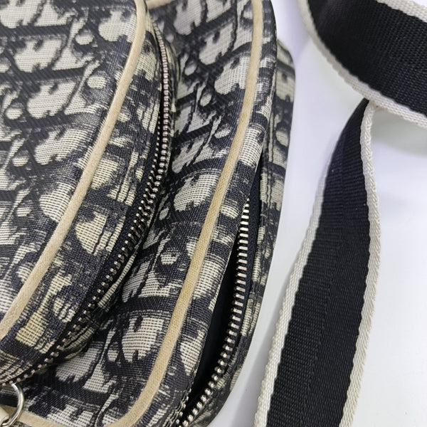 Oblique Coated Canvas Shoulder Bag Gray