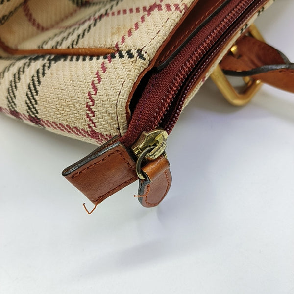 Fabric Top Handle Bag Brown