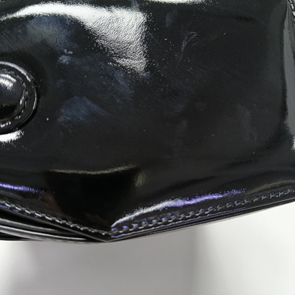Patent Leather Top Handle Bag Black