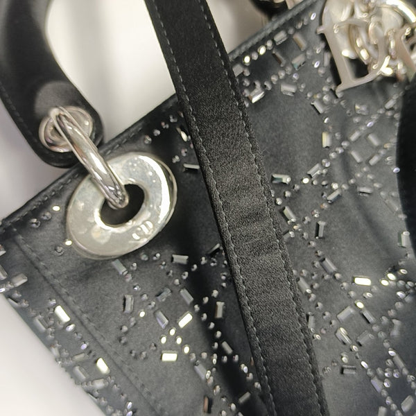 Lady Dior Mini Cannage Silk Satin Black