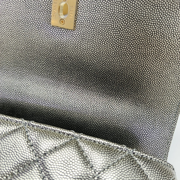 COCO HANDLE Small Quilted Grained Calfskin Silver