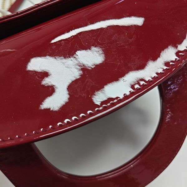 Lady Dior Mini Cannage Patent Leather Red