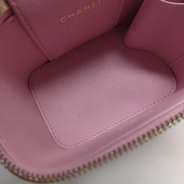 VANITY CASE Small Quilted Grained Calfskin Pink