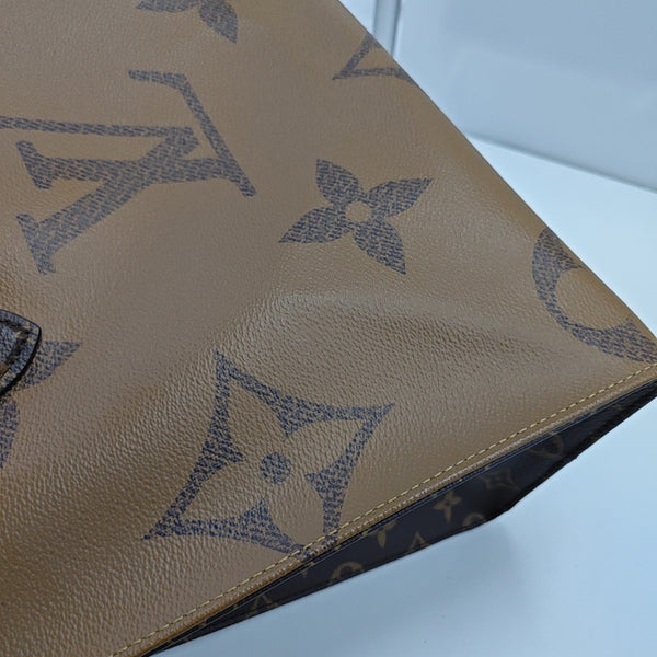 Authenticated pre-owned ONTHEGO MM Monogram Coated Canvas Brown - Tote Bag at Looply