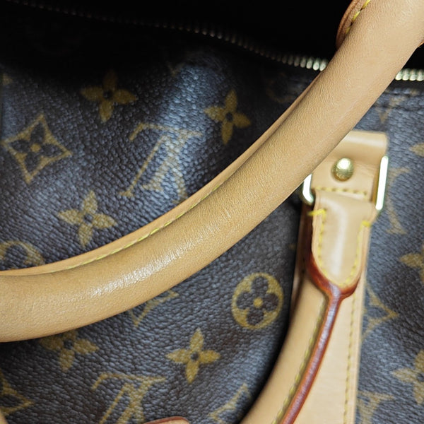 KEEPALL 55 Monogram Coated Canvas Brown