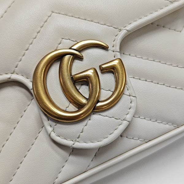 GG Marmont Mini Quilted Calfskin White