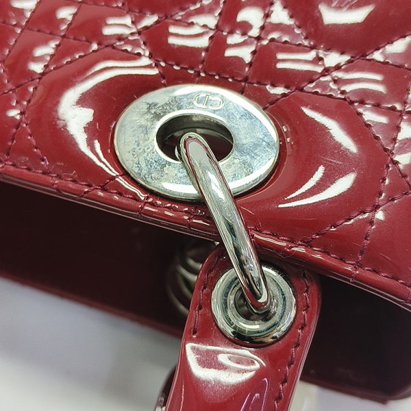 Lady Dior Medium Cannage Patent Leather Red