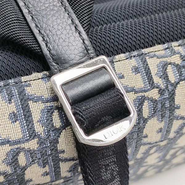 Oblique Coated Canvas Backpack Beige