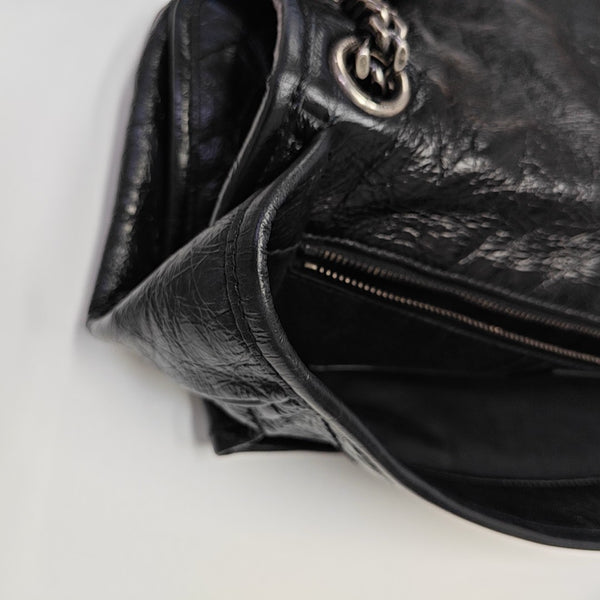 NIKI Large Chevron Calfskin Black