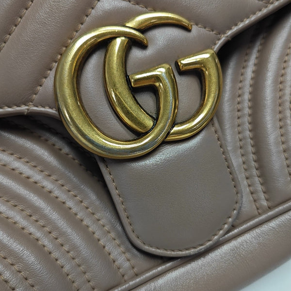GG Marmont Medium Quilted Calfskin Beige