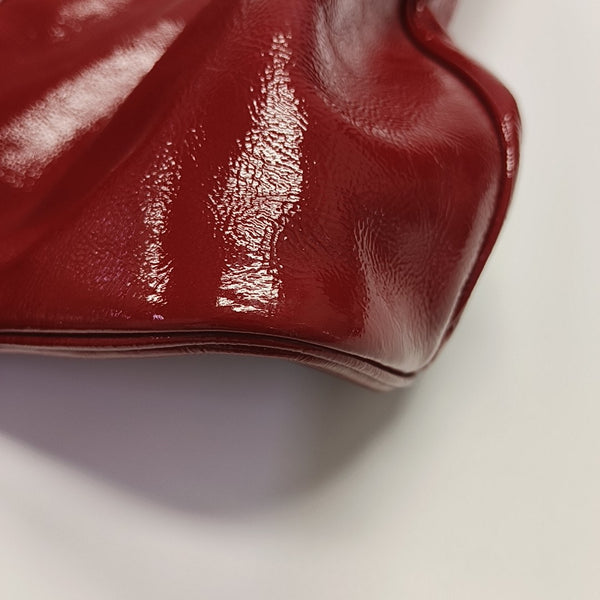 Quilted Patent Leather Tote Bag Red