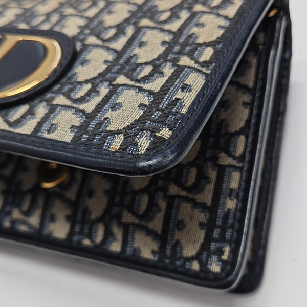 30 Montaigne Mini Oblique Canvas Blue