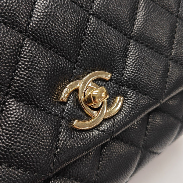 COCO HANDLE Mini Quilted Grained Calfskin Black