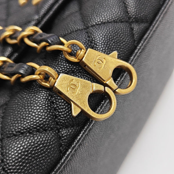 COCO HANDLE Medium Quilted Grained Calfskin Black