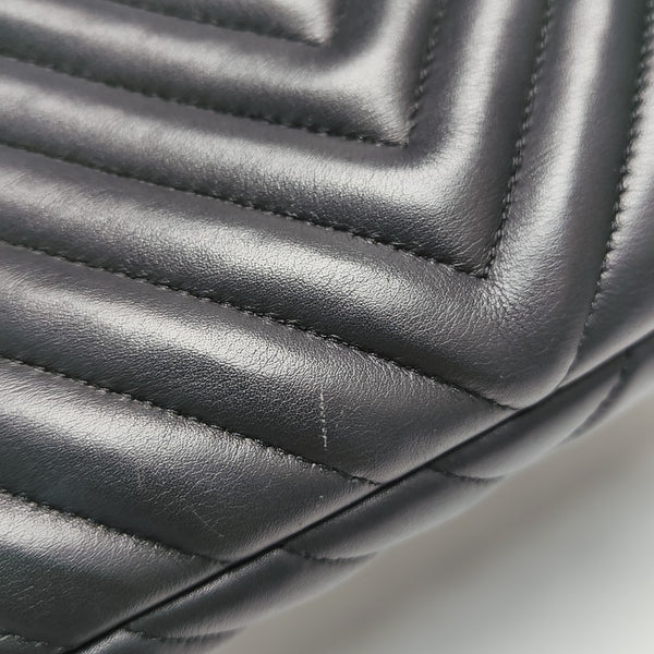 Chevron Calfskin Backpack Black
