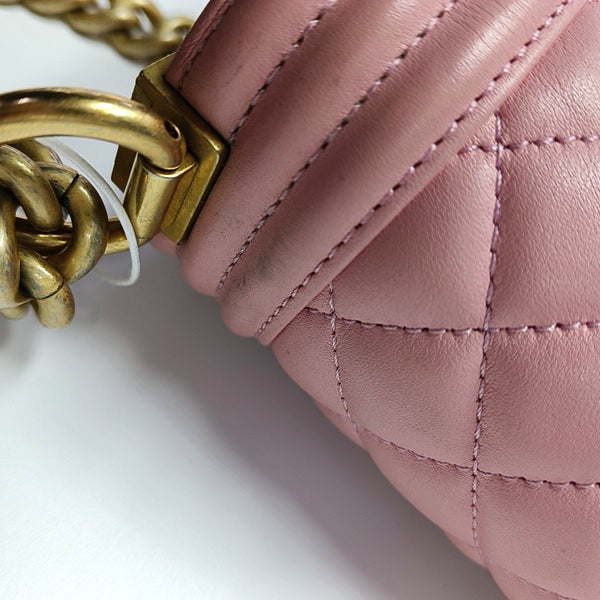 BOY CHANEL Medium Quilted Calfskin Pink