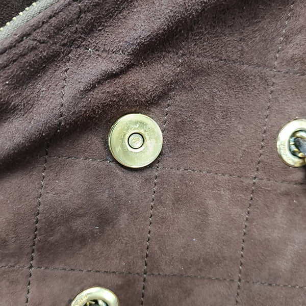 Quilted Suede Shoulder Bag Brown