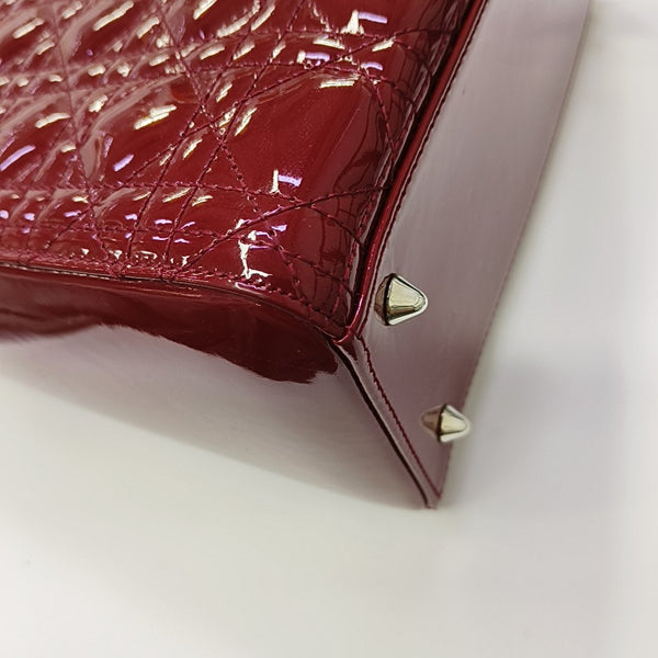 Lady Dior Medium Cannage Patent Leather Red