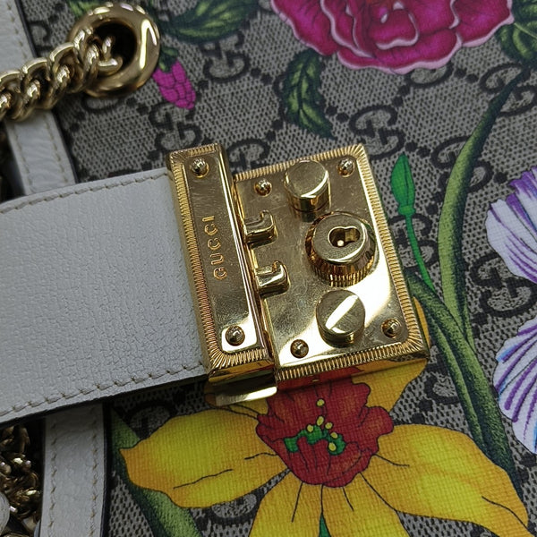 Padlock Small Monogram Coated Canvas Beige