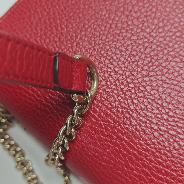 Interlocking G Small Calfskin Red