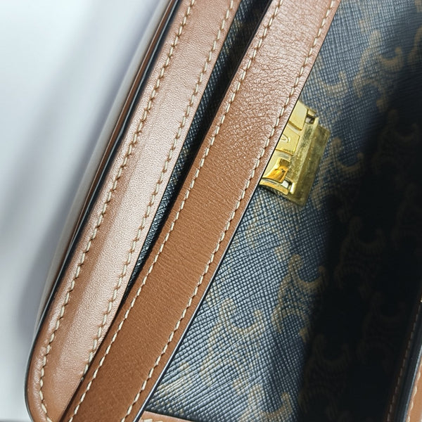 TRIOMPHE Small Coated Canvas Brown