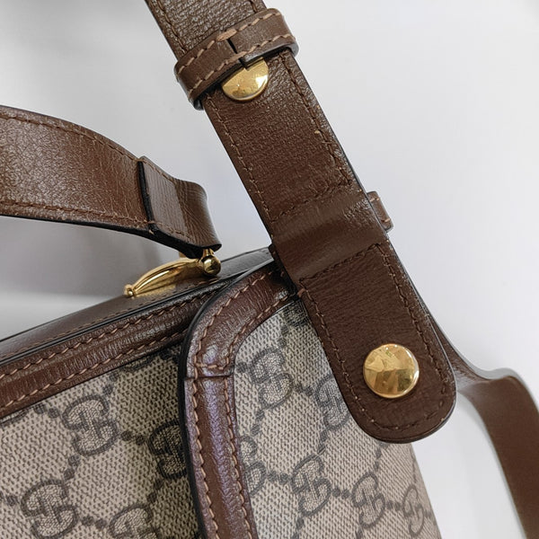 Horsebit 1955 Medium Monogram Coated Canvas Beige