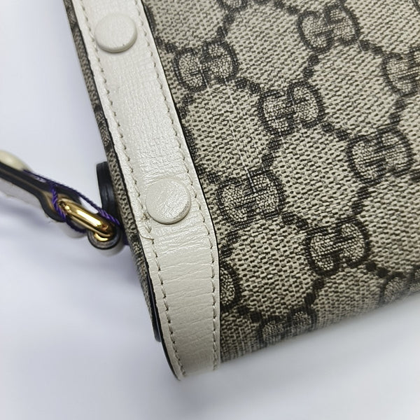 Authenticated pre-owned Horsebit 1955 Mini Coated Canvas Beige - Shoulder Bag at Looply