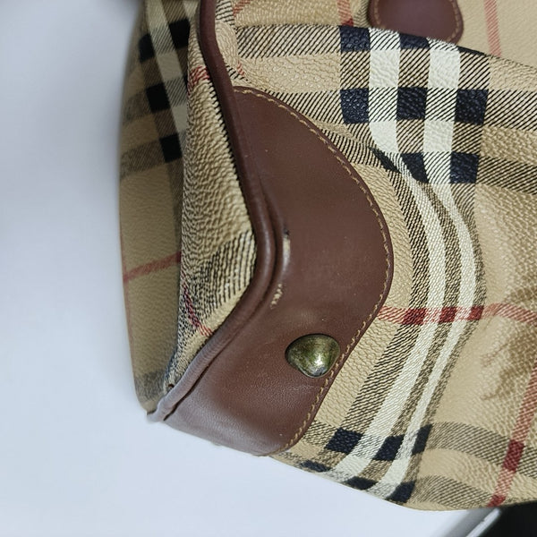 Coated Canvas Top Handle Bag Beige