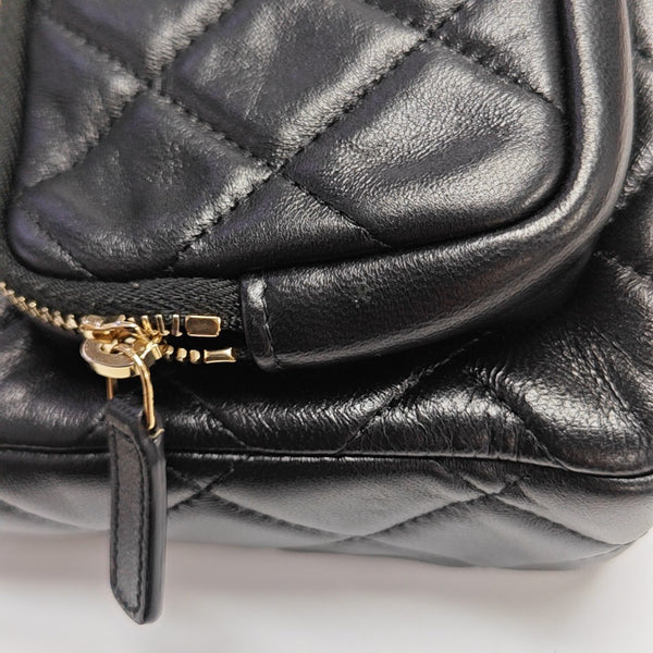 Quilted Lambskin Shoulder Bag Black