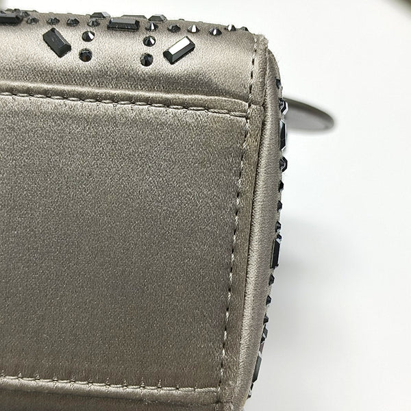 Authenticated pre-owned Lady Dior Mini Cannage Silk Satin Grey - Tote Bag at Looply
