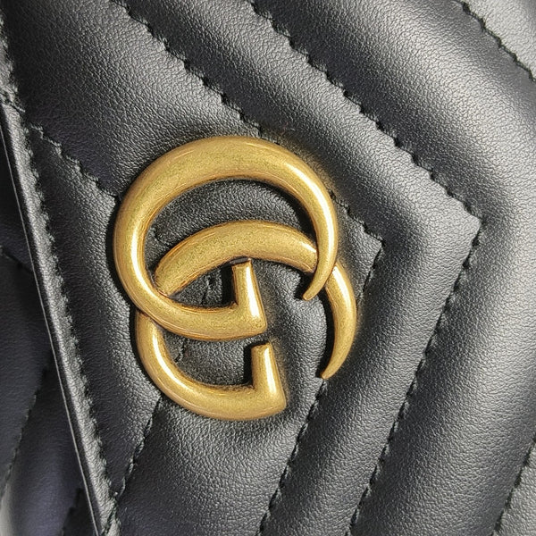 GG Marmont Super Mini Quilted Calfskin Black Wallet