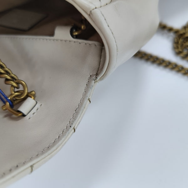 GG Marmont Mini Quilted Calfskin White