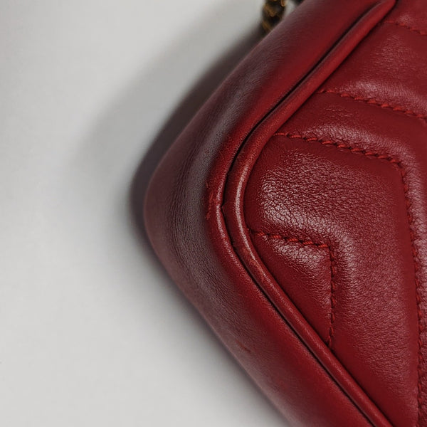 GG Marmont Mini Quilted Calfskin Red