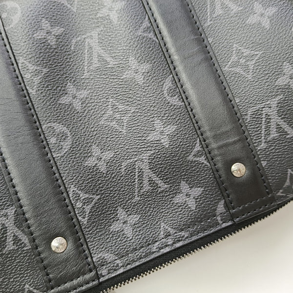 KEEPALL 25 Monogram Coated Canvas Black