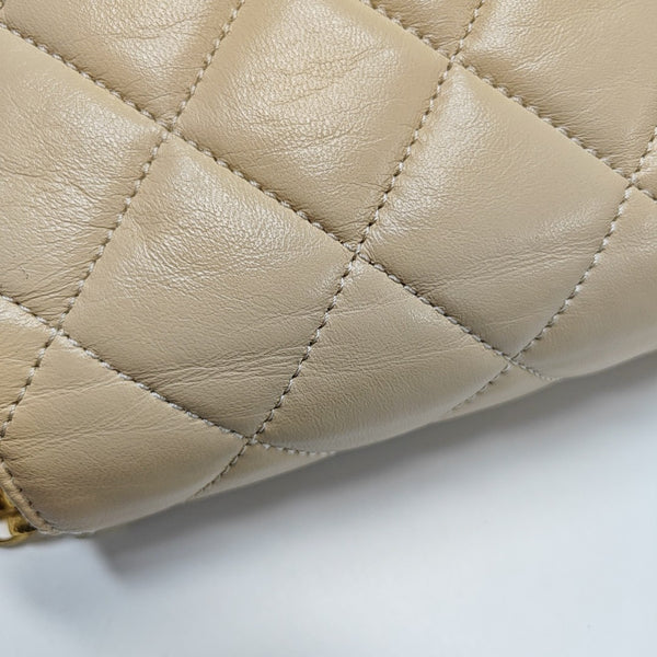 Small Quilted Lambskin Beige