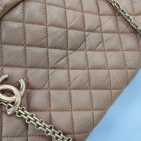 Quilted Calfskin Shoulder Bag Beige
