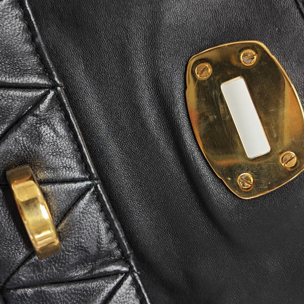 Quilted Lambskin Shoulder Bag Black