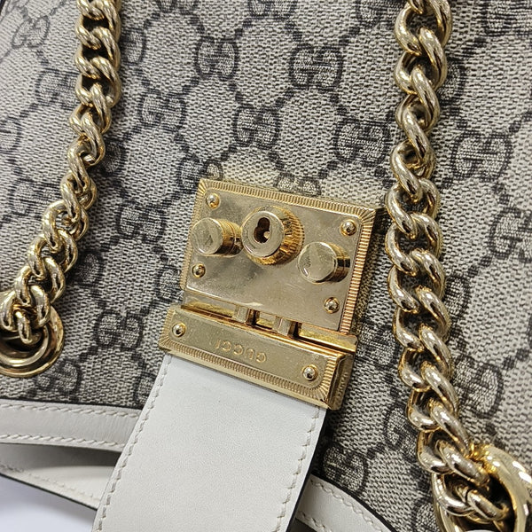 Padlock Small Monogram Coated Canvas Beige