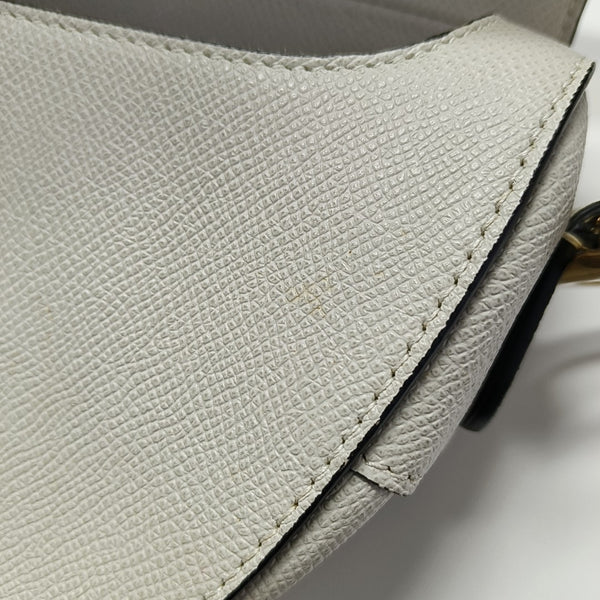 Saddle Medium Calfskin White