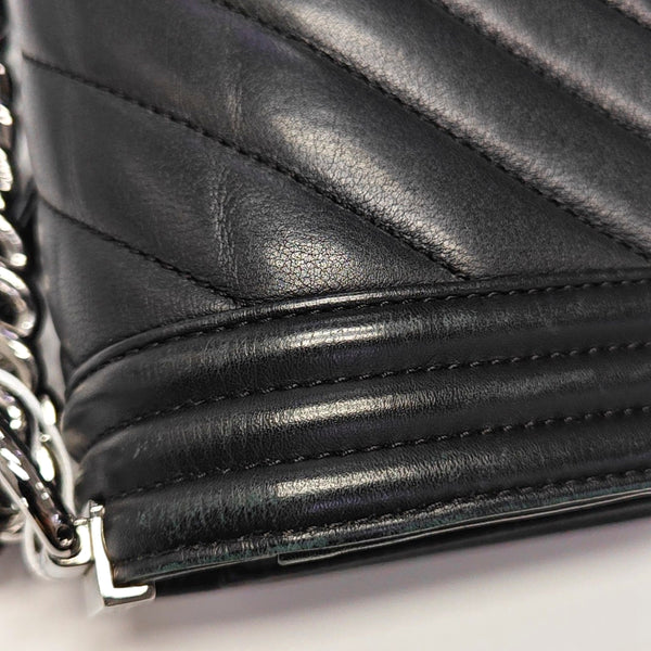 BOY CHANEL Small Chevron, Quilted Calfskin Black