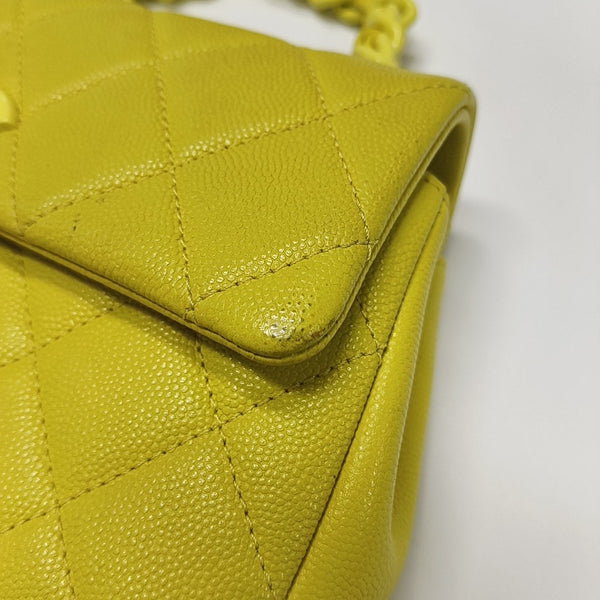 Quilted Grained Calfskin Crossbody Bag Yellow